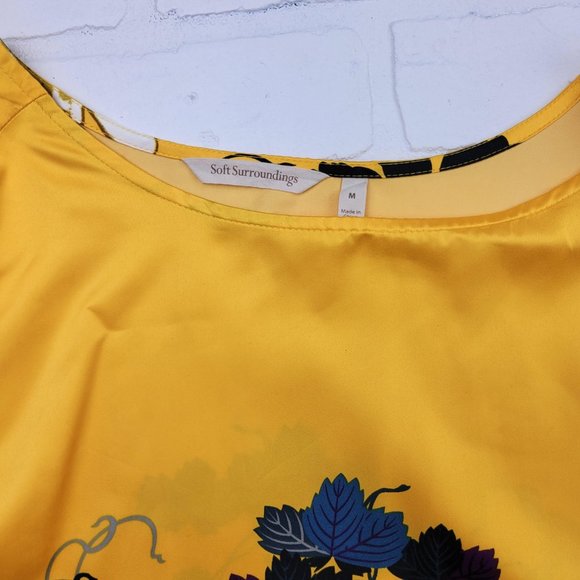 Soft Surroundings Tahitian Floral Satin Kimono Yellow Top - Picture 4 of 5